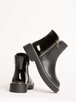 Boots|Lipsy Faux Leather Patent Contrast Zip Ankle Boots