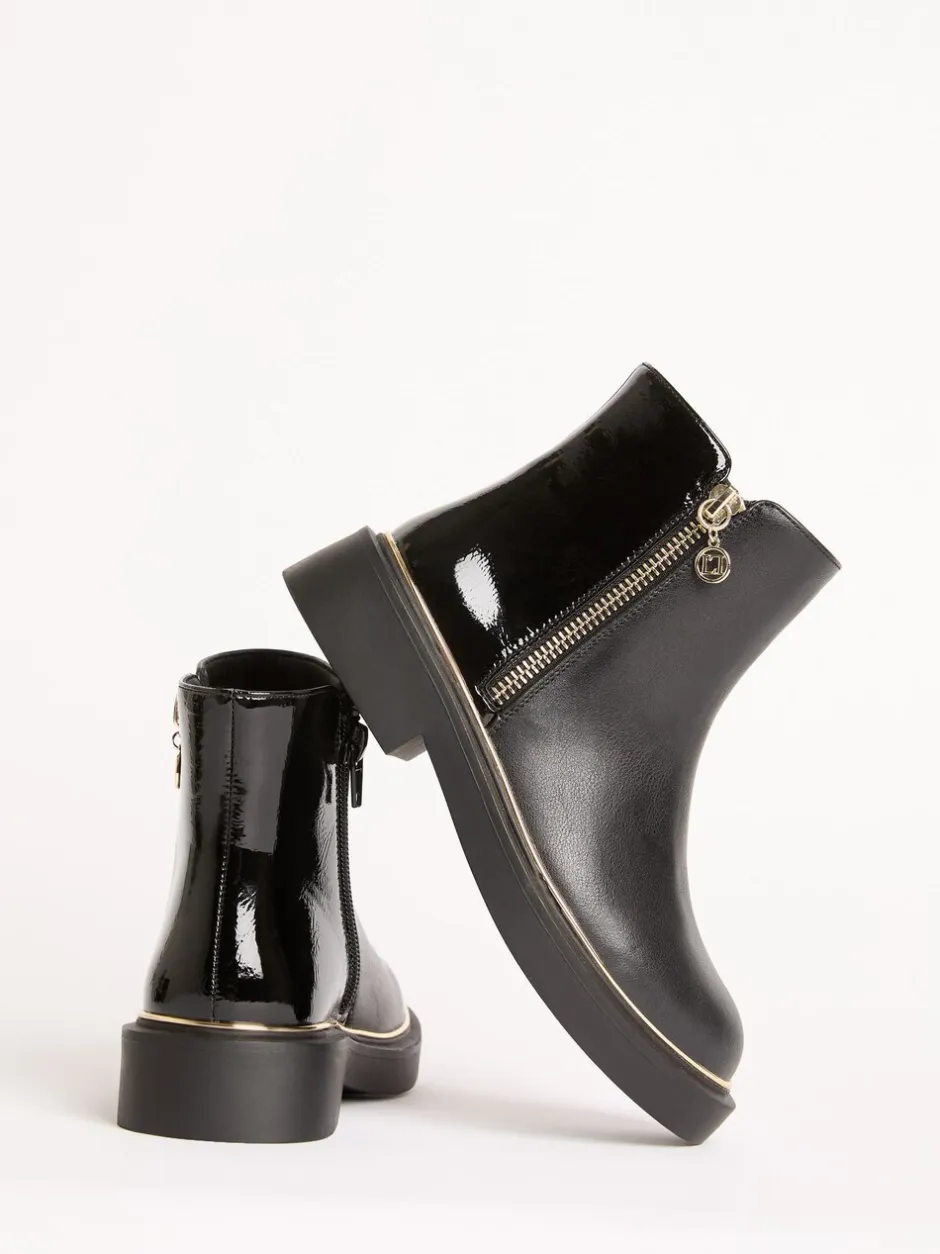 Boots|Lipsy Faux Leather Patent Contrast Zip Ankle Boots