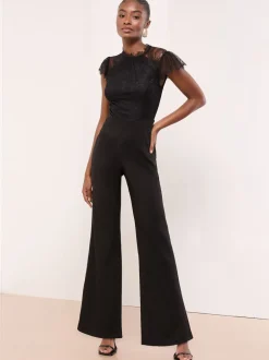 Jumpsuits En Playsuits|Gelegenheidskleding*Lipsy Lace High Neck Short Sleeve Jumpsuit