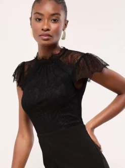 Jumpsuits En Playsuits|Gelegenheidskleding|Lipsy Lace High Neck Short Sleeve Jumpsuit