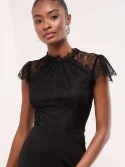 Jumpsuits En Playsuits|Gelegenheidskleding|Lipsy Lace High Neck Short Sleeve Jumpsuit
