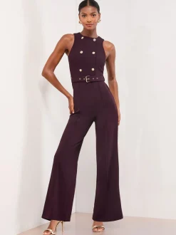 Jumpsuits En Playsuits|Lipsy militaire knoop mouwloze jumpsuit met ceintuur