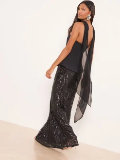 Gelegenheidskleding|Jurken|Lipsy Premium Bandeau Corset Sequin Combination Maxi Dress