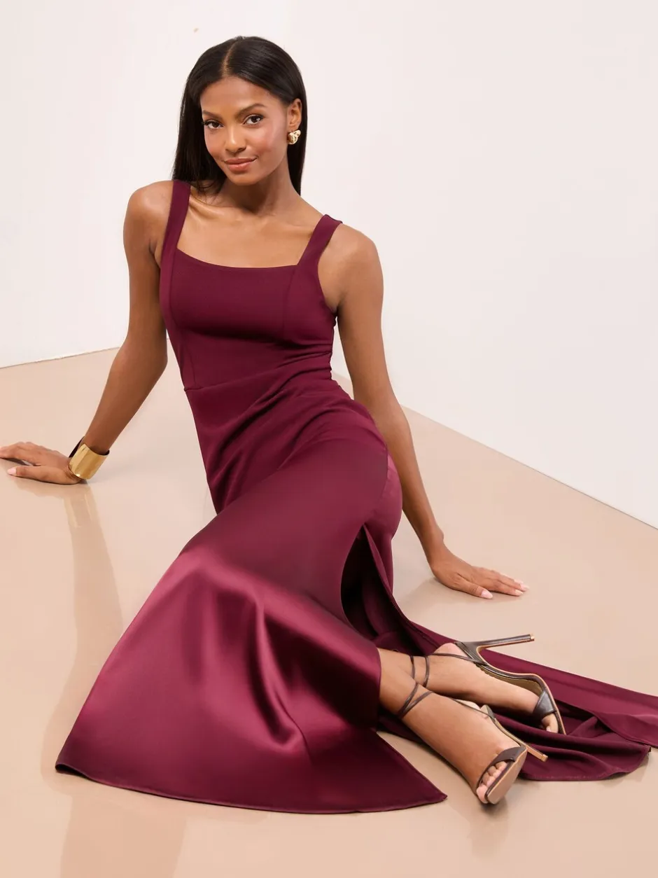 Gelegenheidskleding|Lipsy Satin Mix Structured Fishtail Bridesmaid Maxi Dress