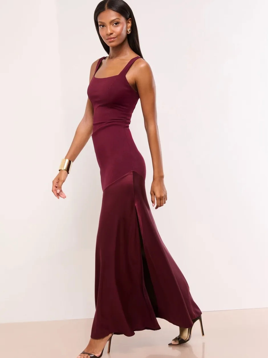 Gelegenheidskleding|Lipsy Satin Mix Structured Fishtail Bridesmaid Maxi Dress