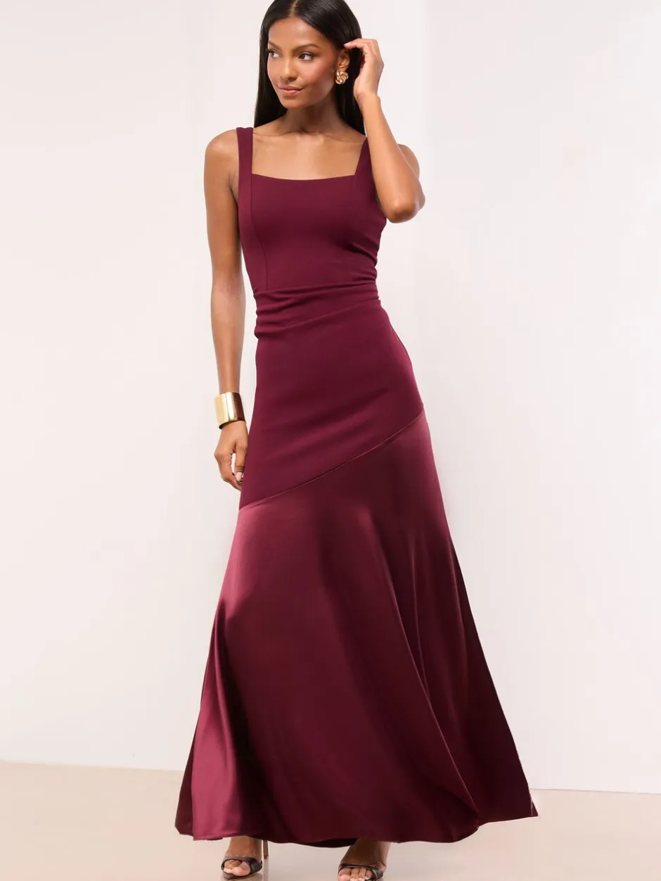 Gelegenheidskleding|Lipsy Satin Mix Structured Fishtail Bridesmaid Maxi Dress