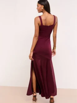 Gelegenheidskleding|Lipsy Satin Mix Structured Fishtail Bridesmaid Maxi Dress