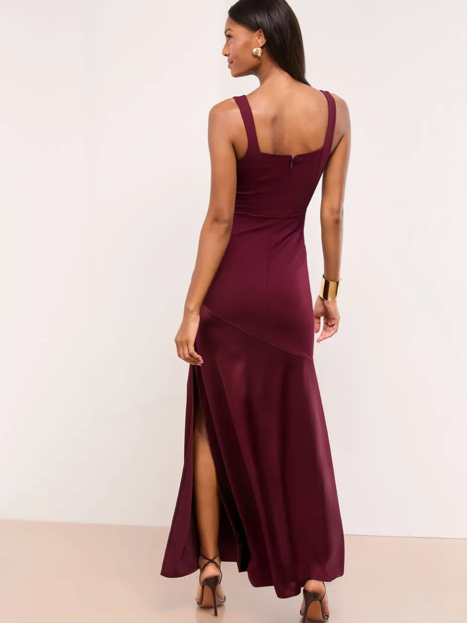 Gelegenheidskleding|Lipsy Satin Mix Structured Fishtail Bridesmaid Maxi Dress