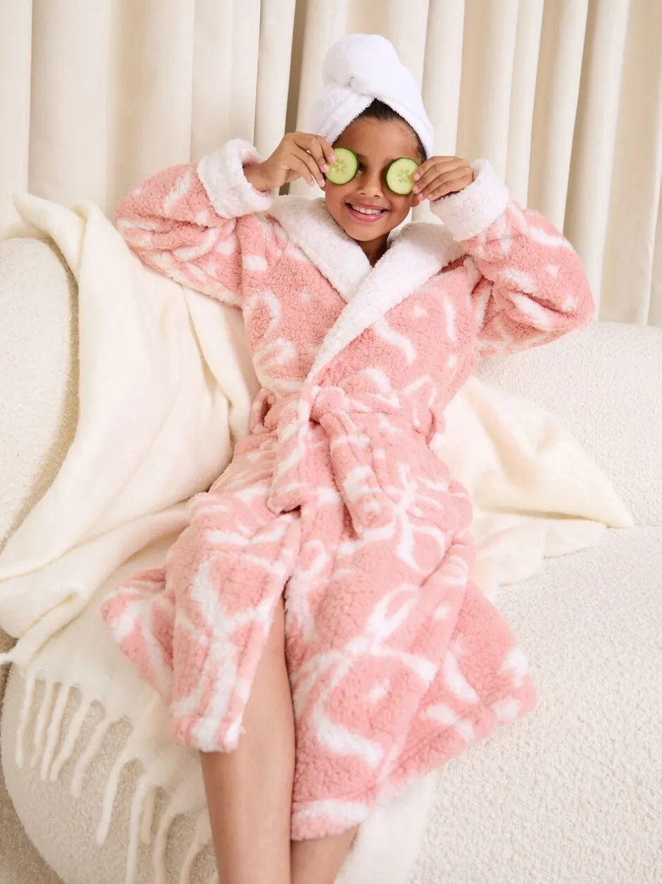 Kamerjassen|Lipsy Soft Touch Borg Bow Hooded Dressing Gown (5-16yrs)