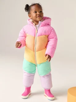 Jassen, Jacks En Kinderwagenpakjes|Jassen En Jacks|Little Bird by Jools Oliver regenbestendig sneeuwpak met pastelkleurige regenboogvlakken