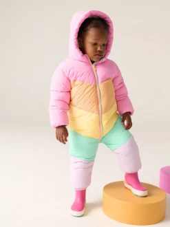 Jassen, Jacks En Kinderwagenpakjes|Jassen En Jacks|Little Bird by Jools Oliver regenbestendig sneeuwpak met pastelkleurige regenboogvlakken