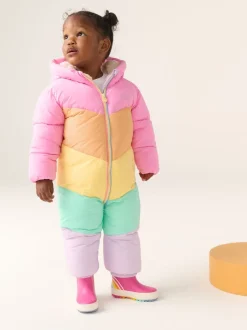 Jassen, Jacks En Kinderwagenpakjes|Jassen En Jacks|Little Bird by Jools Oliver regenbestendig sneeuwpak met pastelkleurige regenboogvlakken
