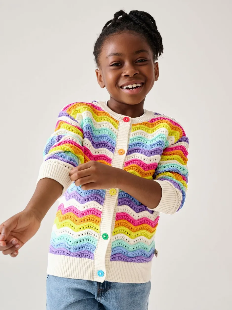 Gebreide Kleding|Little Bird by Jools Oliver 100% katoenen vest met golvende strepen