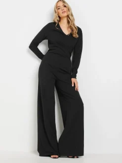 Jumpsuits En Playsuits|Long Tall Sally lange mouwen scuba overslag jumpsuit