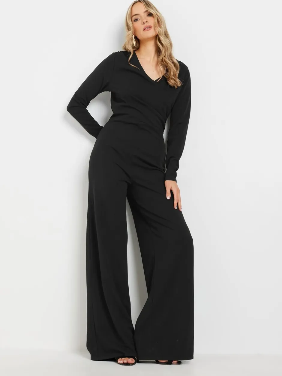 Jumpsuits En Playsuits|Long Tall Sally lange mouwen scuba overslag jumpsuit