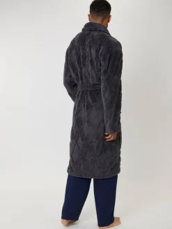 Kamerjassen En Badjassen*Loungeable Diamond Cut Mens Shawl Dressing Gown