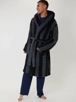 Kamerjassen En Badjassen*Loungeable Stripe Sherpa Hooded Dressing Gown