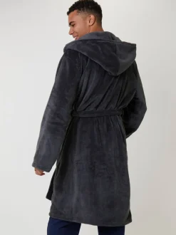 Kamerjassen En Badjassen*Loungeable Textured Hooded Mens Dressing Gown