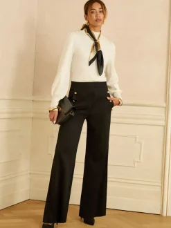 Kostuums En Werkkleding|Love & Roses Button Detail Wide Leg Ponte Trousers