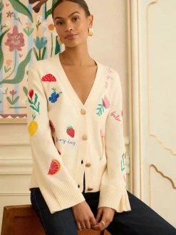 Gebreide Kleding*Love & Roses Embroidered Knitted Cardigan