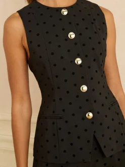 Kostuums En Werkkleding*Love & Roses Flock Spot Waistcoat