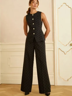 Kostuums En Werkkleding*Love & Roses Flock Spot Waistcoat