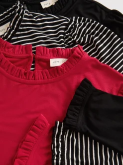 Blouses En Overhemden*Love & Roses Frill Neck Long Sleeve Jersey Top Pack