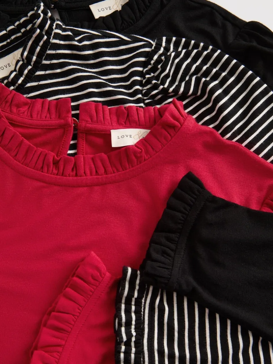 Blouses En Overhemden*Love & Roses Frill Neck Long Sleeve Jersey Top Pack