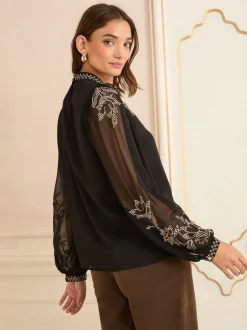 Blouses En Overhemden|Love & Roses High Neck Long Sleeve Blouse