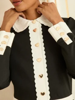 Jurken|Gelegenheidskleding|Love & Roses Long Sleeve Contrast Collar Mini Dress