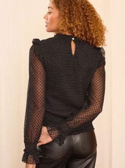 Blouses En Overhemden*Love & Roses Mesh Long Sleeve Blouse