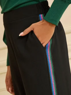 Broeken*Love & Roses Metallic Side Stripe Wide Leg Trousers