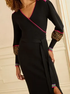 Gebreide Kleding|Jurken|Love & Roses V-Neck Knitted Midi Dress