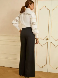 Broeken|Love & Roses Wide Leg Buckle Detail Trousers