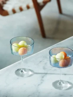 Glas*LSA International Gems diverse set champagnecocktailglazen van 230ml Safier