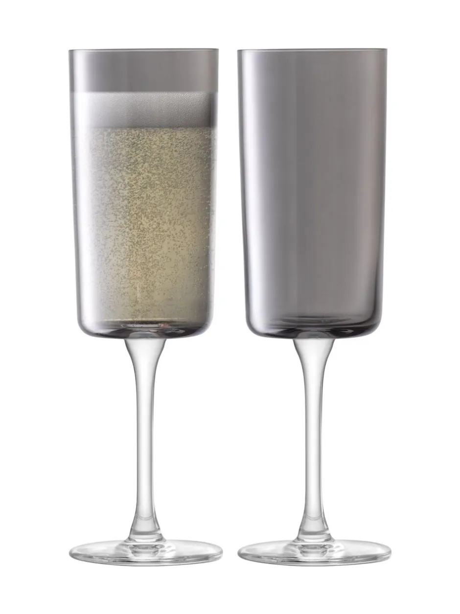 Glas*LSA International Set of 2 Lunar Champagne Flutes 210ml
