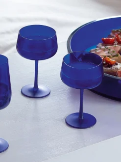 Glas|LSA International Set of 2 Arc Contrast Saucer/Cocktail Glasses 250ml Kobaltblauw