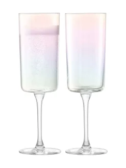 Glas|LSA International Set of 2 Iridescence Champagne Flutes 210ml