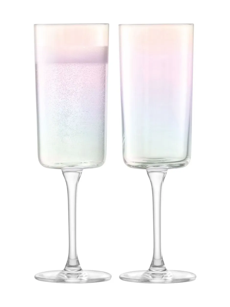 Glas|LSA International Set of 2 Iridescence Champagne Flutes 210ml