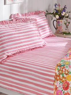 Beddenlakens En Kussenslopen*Lucy Tiffney 180 -draads hoeslaken Roze streep