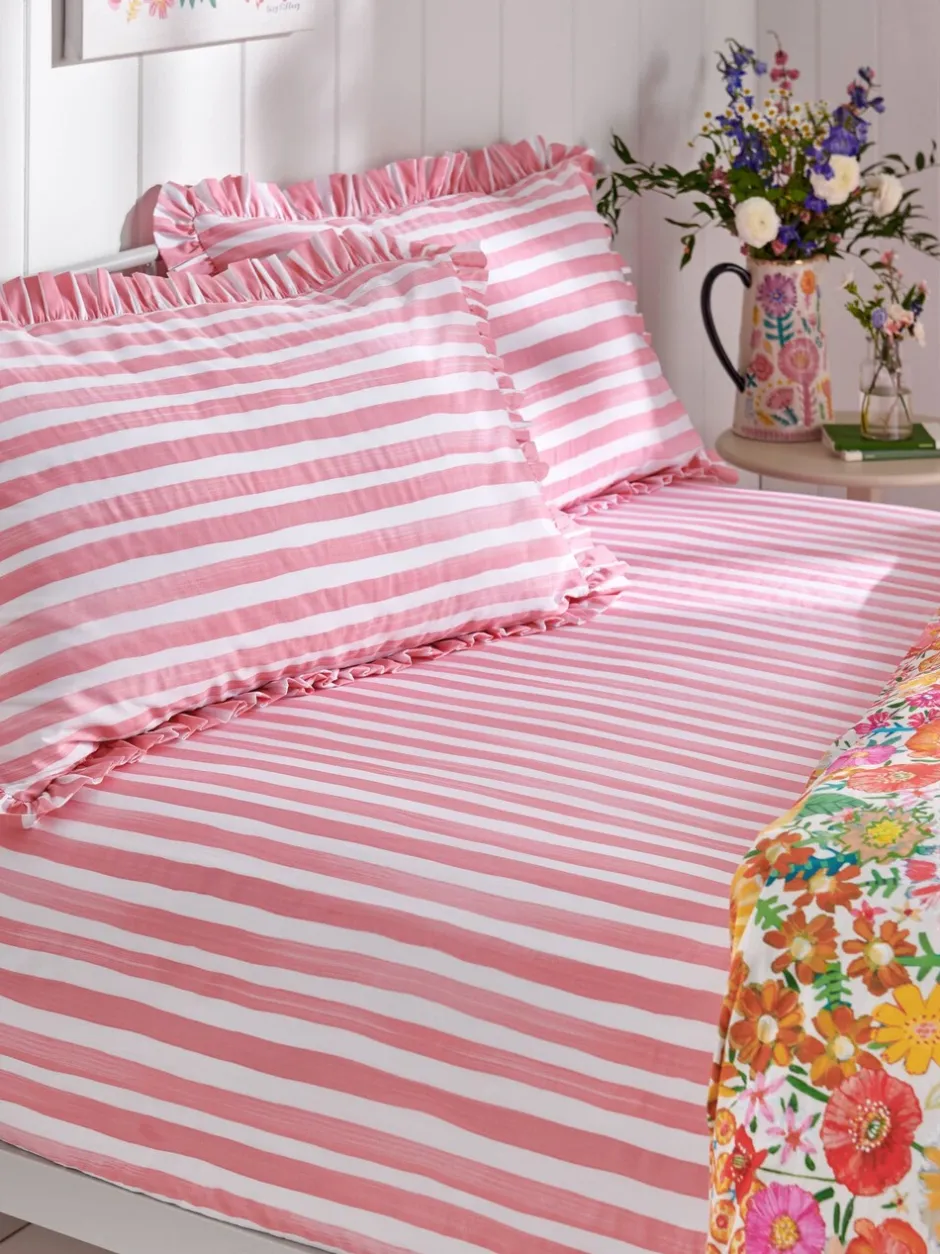 Beddenlakens En Kussenslopen*Lucy Tiffney 180 -draads hoeslaken Roze streep
