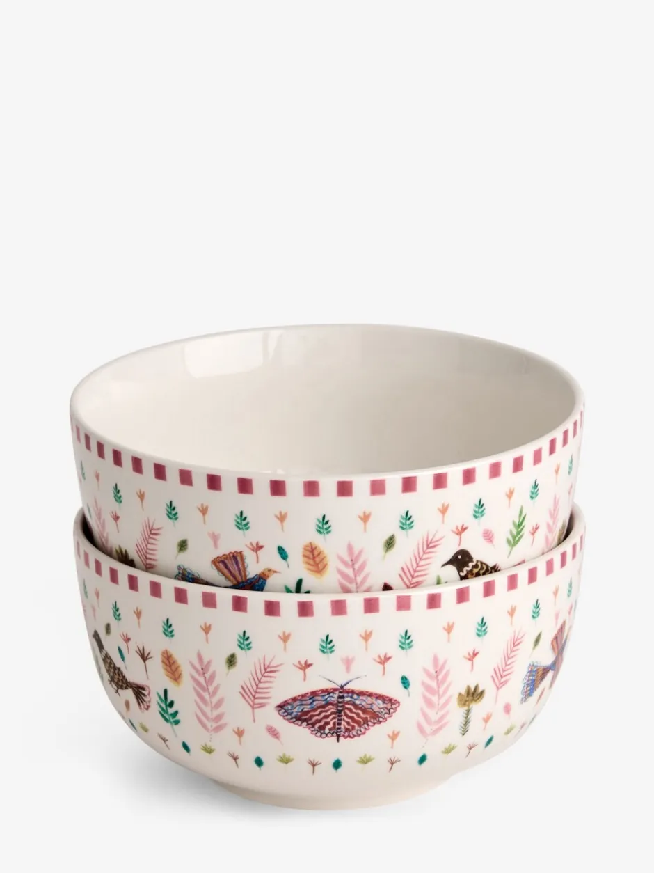 Eetservies En Pastaschalen*Lucy Tiffney Set of 4 Leaves Cereal Bowls