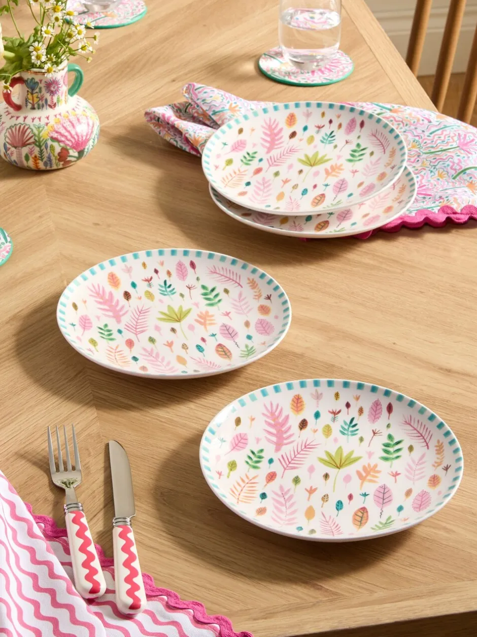 Eetservies En Pastaschalen*Lucy Tiffney Set of 4 Leaves Side Plates