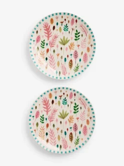 Eetservies En Pastaschalen*Lucy Tiffney Set of 4 Leaves Side Plates