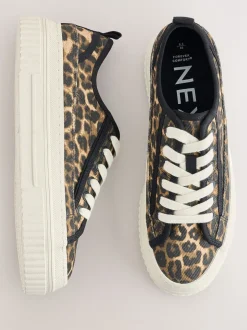 Sneakers*Next Luipaard - Canvas Chunky Baseballsneakers met Vetersluiting