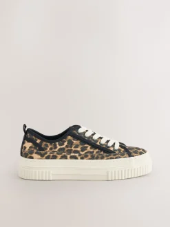 Sneakers*Next Luipaard - Canvas Chunky Baseballsneakers met Vetersluiting