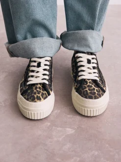 Sneakers*Next Luipaard - Canvas Chunky Baseballsneakers met Vetersluiting