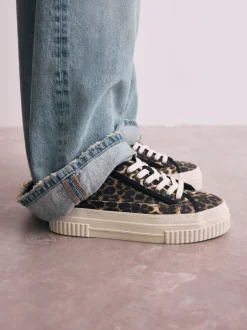 Sneakers*Next Luipaard - Canvas Chunky Baseballsneakers met Vetersluiting
