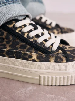 Sneakers*Next Luipaard - Canvas Chunky Baseballsneakers met Vetersluiting