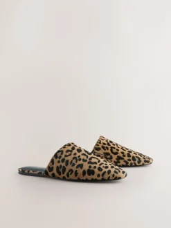 Lage Schoenen|Next - Forever Comfort® muiltjes met hoge uitsnijding en vierkante neus Luipaard